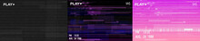 Digital Glitch Background Collection In Retrofuturism Style. Glitched VHS Video Screen. Distorted Trendy Texture Set. Vector Illustrations   With Noise, Glitch, Vhs, No Signal TV. Vector Illustrations
