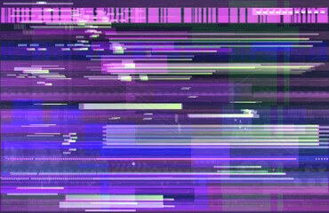 Wall Mural - neon glitch banner in cyberpunk style. vector illustration with deep effect of interference, backgro
