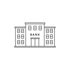 Canvas Print - Bank building vector illustration in simple line art design isolated on white background. Linear style of bank icon