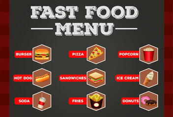 Sticker - delicious fast food bundle menu with lettering template