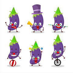 Sticker - Cartoon character of eggplant with various circus shows