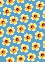 Poster - cute yellow flowers pattern background