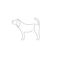 Wall Mural - Dog animal line drawing, vector illustration