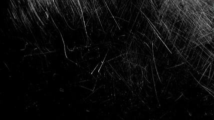 Poster - white scratches on a black background. The effect of old cinema. High quality FullHD footage