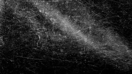 Poster - white scratches on a black background. The effect of old cinema. High quality FullHD footage