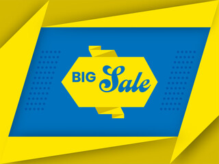 Wall Mural - big sale poster or banner design in blue and yellow color.