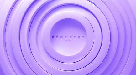 Poster - Purple concentric rings. Abstract geometric background.