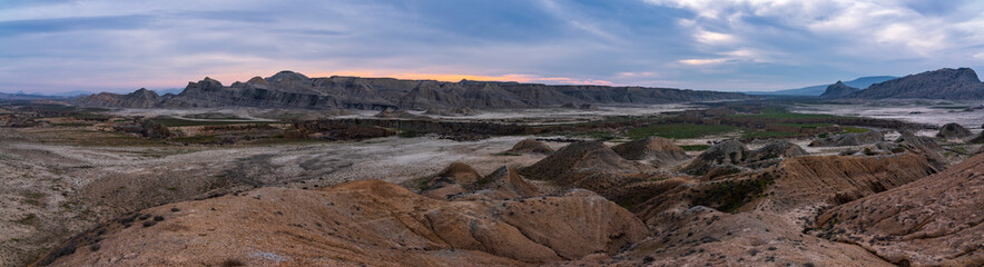 Wall Mural - Beautiful canyons in a mountainous area, wide angle panorama