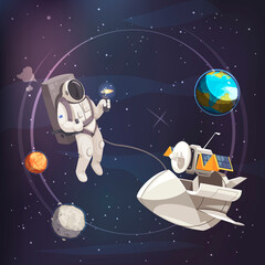 Wall Mural - Space Exploration Flat Background