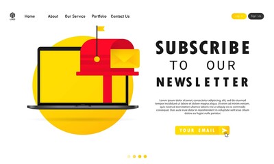 Poster - Subscribe to our newsletter banner. With text box and subscribe button template. Vector on isolated white background. EPS 10