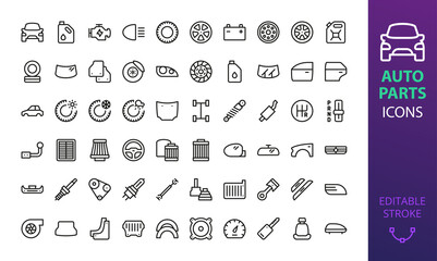 Poster - auto parts icon set. car part isolated vector icons.
