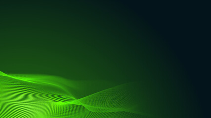 Wall Mural - Dot green wave light screen gradient texture dark background. Abstract  technology big data digital background. 3d rendering.