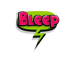 Wall Mural - lettering bleep, beep. comic text logo sound effects. vector bubble icon speech phrase, cartoon font