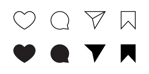 Poster - Like, Comment, Share and Save Button. Icon Set of Social Media