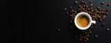 Espresso served in cup on dark