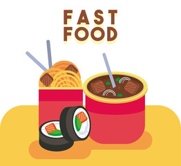 Poster - asian street fast food and lettering