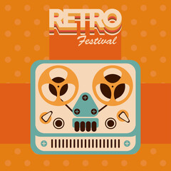 Poster - retro festival lettering poster with video tape projector