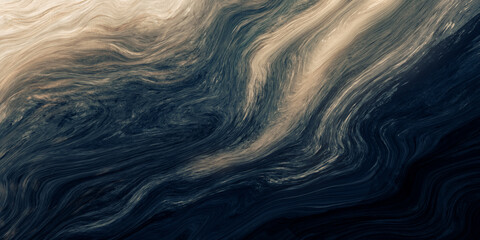 Poster - Abstract paint background by deep blue and gold color with liquid fluid texture in luxury concept.