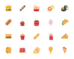 Poster - bundle of twenty street fast food set icons