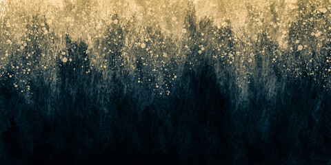 Aufkleber - Abstract art grunge paint background by deep blue and gold splash texture in concept grunge, luxury, retro.