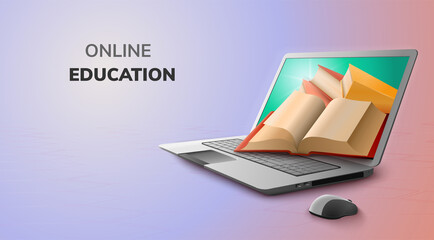 Digital Book Online Education on laptop