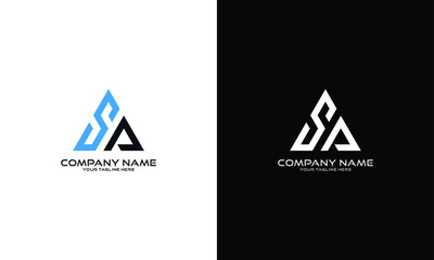 Aufkleber - Logo S A. SA Lettering Vector Design with Blue and black Color.