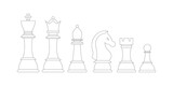 Single one line drawing chess pieces aligned, luxury hand drawn or  engraving. King, Queen, Bishop, Knight, Rook, Pawn. Leader success concept.  Continuous line draw design graphic vector illustration 8719209 Vector Art  at