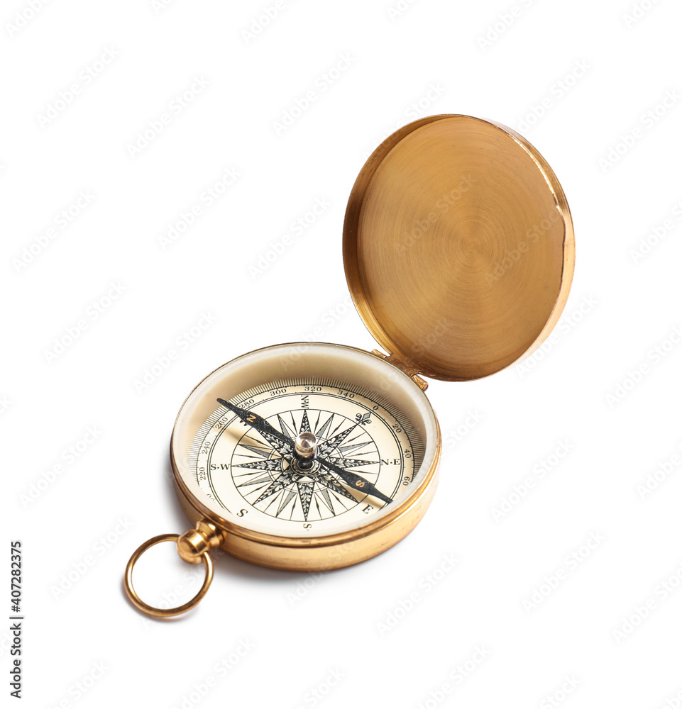 Vintage compass on white background