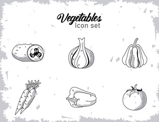 Poster - bundle of six vegetables with lettering icons