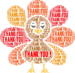 Sticker - Thank You Thanksgiving Word Cloud on a white background. 