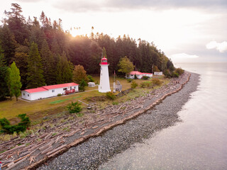 Wall Mural - Vancouver Island, Canada, Quadra Island old historical lighthouse at Cape Mudge. 