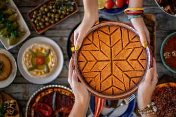 Wall Mural - Traditional foods of Antakya, oruk in the tray.