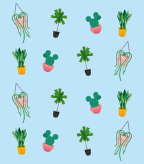 Poster - bundle of sixteen home plants in ceramic pots decor