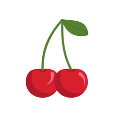 Canvas Print - Cherry vector icon isolated on white background, flat, cartoon style. For web design and print.