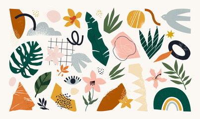 The huge set of hand drawn various shapes and doodle objects. Abstract contemporary modern trendy vector illustration. All elements are isolated