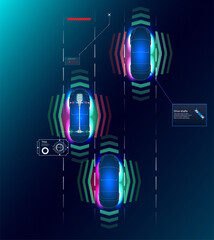 Poster - display design. control panel design automatic braking system avoid car crash from car accident. con