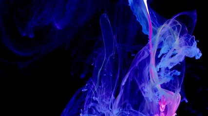 Wall Mural - Acrylic colors in water. Ink blot. Abstract black background.