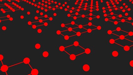 Poster - Gray-red abstraction from lines and dots. Rendering.