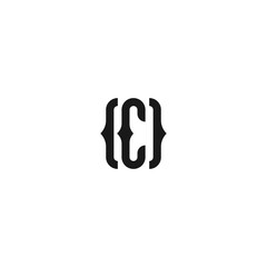 letter C logo and {} or curly braces sign for website programmers, this logo concept consists of the letter C and symbols contained in the html {} or curly braces.