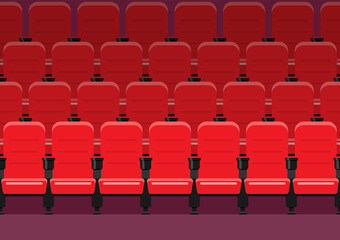 Wall Mural - Red chairs in movie theater