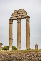 Wall Mural - Temple of Castor and Pollux (Italian: Tempio dei Dioscuri), an ancient temple in the Roman Forum, Rome, central Italy