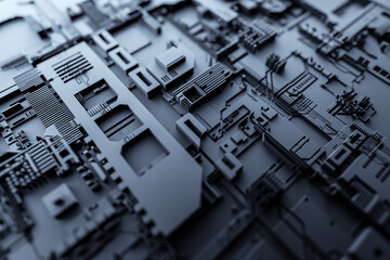Poster - 3d illustration of a pattern in the form of a metal, technological plating of a spaceship or a robot