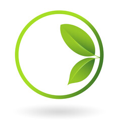 Green leafs logo in a circle. illustration.