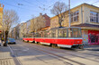 © SKahraman - 06.01.2021. Bulgaria. Sofia.  Old street tram in Sofia street and common street.
