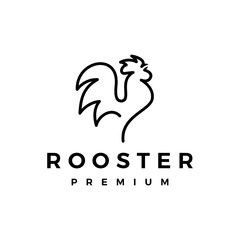 Canvas Print - rooster line outline monoline logo vector icon illustration