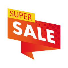 Poster - super sale in ribbon vector design