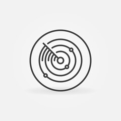 Poster - Radio Waves Detection System line icon. Radar vector round concept sign in outline style