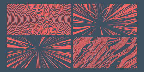 Wall Mural - 3D wavy background with ripple effect. Radial lines spreading explosion effect. Optical fiber. Vector illustration.