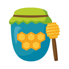 Poster - honey jar with stick vector design