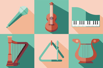 Canvas Print - music instruments symbol set vector design